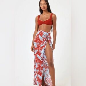 NWT L*Space Red and Blue Floral Sarong